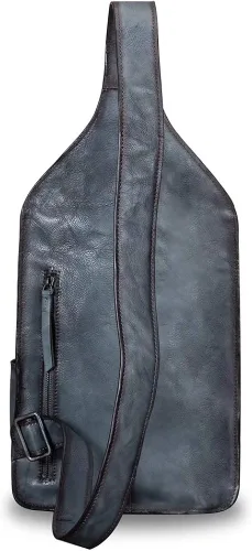 Vista 2 de Bolso de la honda de cuero genuino para los hombres Vintage hecho a mano Crossbody Casual Daypack hombro Satchel