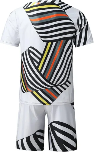 Vista 4 de OICIB Conjunto de 2 piezas de verano para hombre, camiseta casual de manga corta y pantalones cortos deportivos de ajuste clásico