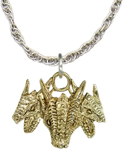 Vista 22 de Collar con colgante gótico, dragón de fantasía, Yin Yang, nórdico vikingo para regalo, estaño, cobre, oro, incluye cadena de plata de 24 pulgadas