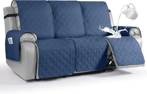 Vista 37 de VANSOFY Funda impermeable para sofá reclinable, lavable, funda para sofá reclinable de 1 pieza, protector de muebles con correas elásticas, bolsillo