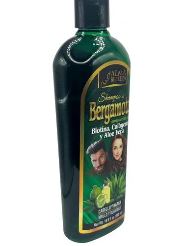 Vista 4 de Champú de bergamota biotina, colageno y aloe vera peso neto 16.9 fl oz