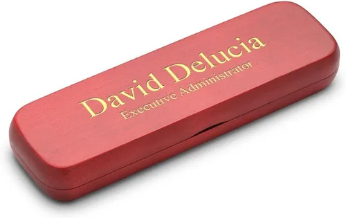 Vista 2 de Executive Gift Shoppe Juego de bolígrafos dobles personalizados de madera de cereza con grabado láser