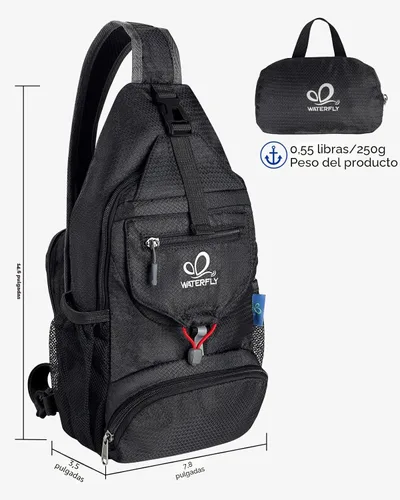 Vista 2 de WATERFLY - Mochila cruzada ligera y plegable, mochila de viaje