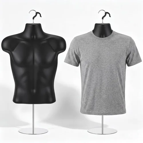 Vista 8 de Geetery 1 paquete de maniquí masculino de medio cuerpo con soporte y gancho para colgar, forma de vestido apilable con espalda hueca para exhibición