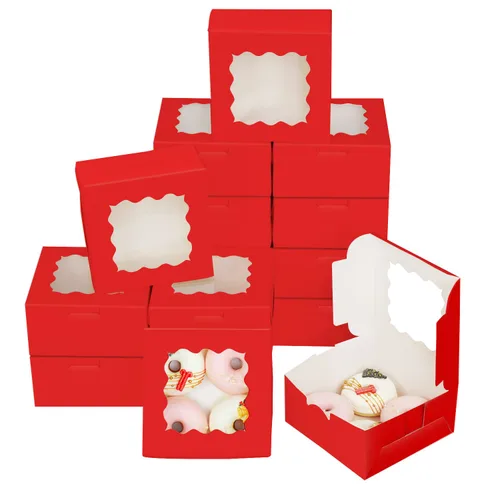 Vista 9 de Bakepacker 100 piezas Cajas Negras para Galletas 6x6x3 pulgadas Fácil Montaje Cajas de Pastelería Macarrones Cajas de Panadería con Ventana