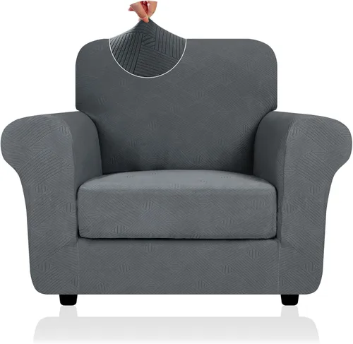 Vista 38 de ZNSAYOTX 2026 Funda de silla a rayas de 2 piezas (79 cm - 117 cm), funda de sillón elástica gruesa con banda elástica antideslizante y lazos