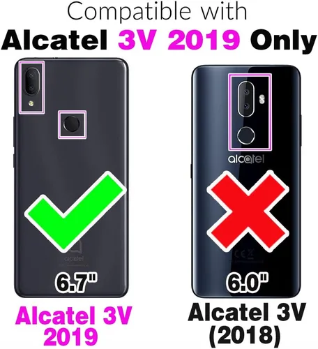 Vista 2 de Asuwish Funda de teléfono para Alcatel 3V 2019, híbrida, resistente, a prueba de golpes, dura, a prueba de caídas, cuerpo completo, resistente