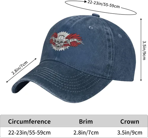 Vista 8 de Cowboy Hat Trendy Hats for Man and Women Djustable Four Season Outdoor Baseball Cap of Hell Skull with Angel Navy Blue