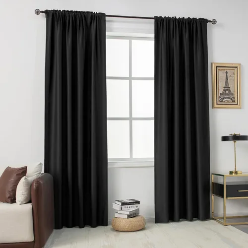 Vista 46 de DUALIFE Cortinas opacas de 45 pulgadas de largo, 2 paneles para ventanas pequeñas de dormitorio, aislamiento térmico, bolsillo para barra, cortinas