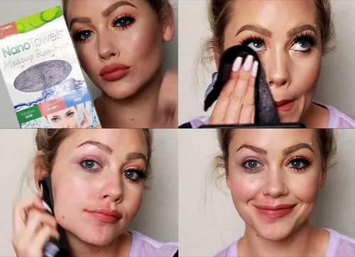 Vista 3 de Toallero de limpieza facial para eliminar el maquillaje. Eliminar cosméticos rápidos y sin productos químicos. Limpia la suciedad facial y el aceite
