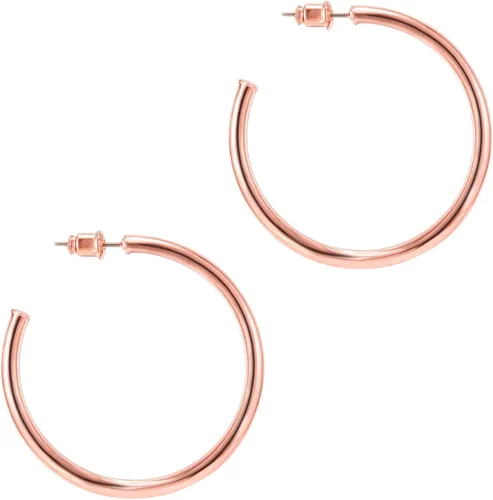 Vista 16 de PAVOI Aretes de aro chapados en oro de 14 quilates para mujer, aretes de aro de oro infinito de 0.079 pulgadas de grosor, aretes de bucle chapados