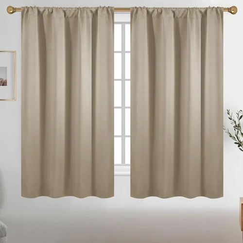 Vista 68 de Diraysid Cortinas opacas beige para dormitorio y sala de estar, cortinas con aislamiento térmico para oscurecer la habitación, 42 x 63 pulgadas, 2