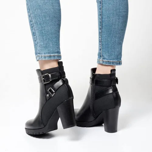 Vista 4 de mysoft Women's Ankle Boots Chunky Stacked Heel Zipper Booties