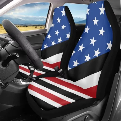 Vista 2 de Fundas de asiento de coche con estampado de bandera estadounidense, fundas cómodas para asientos de automóvil, duraderas, ajuste universal