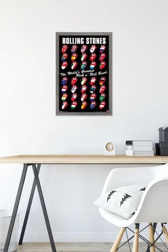 Vista 6 de Trends International Rolling Stones - Póster de pared de cuadrícula, 14.725 x 22.375 pulgadas, versión enmarcada de madera de granero Versión