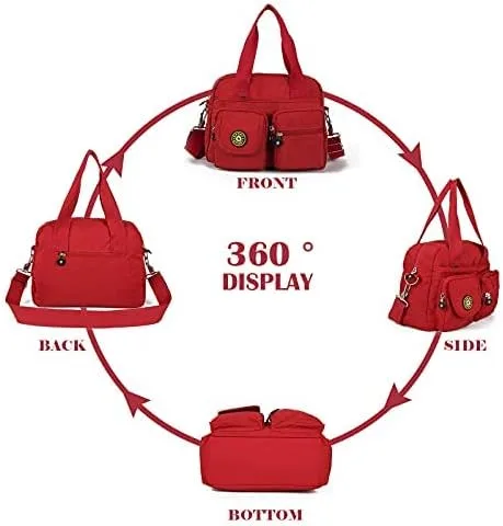 Vista 4 de Gladdon Bolsos cruzados pequeños de nailon para mujer, con múltiples bolsillos, bolsos de hombro para mujer, con correa ajustable