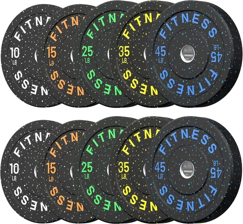 Vista 31 de HANDBODE 2-Inch High-Bounce Bumper Plates, Olympic Weight Set, 10-650 lb