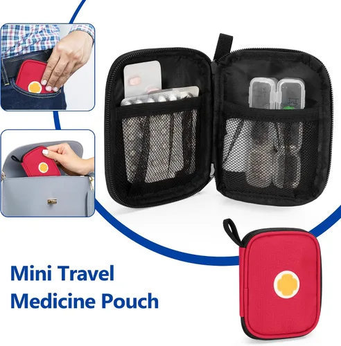 Vista 8 de CURMIO Bolsa de almacenamiento de medicamentos vacía, organizador de botellas de píldoras con cerradura con bolsas portátiles con cremallera