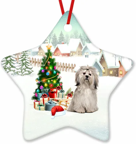 Vista 117 de Prezzy Airedale Terrier - Adorno para decoración de árbol de Navidad, regalos lindos para amantes de los perros, para familiares y amigos, nuevo