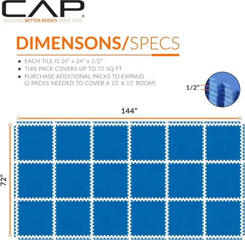 Vista 33 de CAP Puzzle Exercise Mats 1/2” Thick EVA Interlocking Foam Tiles for Home Gym Flooring Multiple Options