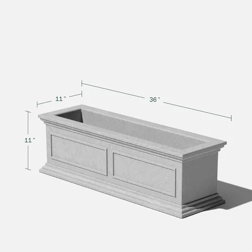 Vista 2 de Veradek Brixton - Maceta de plástico para ventana, maceta rectangular grande para balcón, alféizar de ventana al aire libre, resistente a las Gris