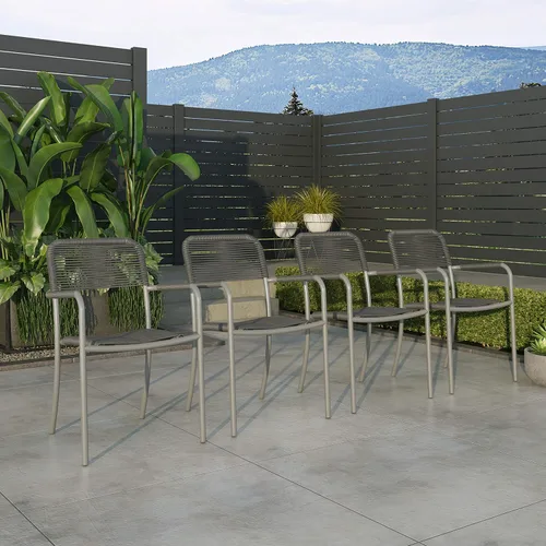 Vista 5 de Amazonia Mónaco - Juego de mesa de comedor rectangular de 9 piezas para exteriores, madera de eucalipto, ideal para patio e interior, acabado