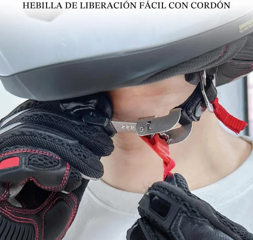 Vista 5 de Kit de hebilla de liberación rápida para casco de motocicleta, correa de clip de barbilla de acero inoxidable, se instala sin quitar broches