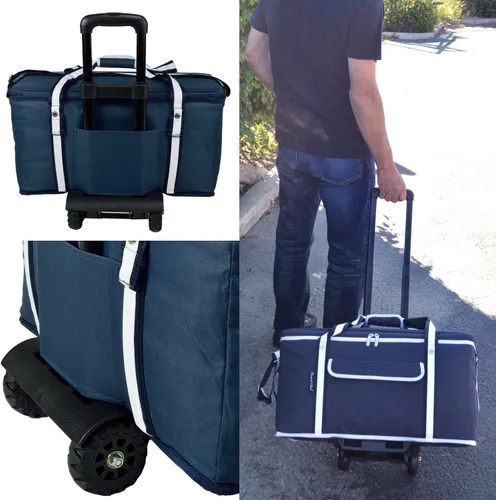 Vista 3 de Penn State - Enfriador de picnic de viaje con ruedas con capacidad para 64 latas, enfriador plegable a prueba de fugas, diseñado y aprobado