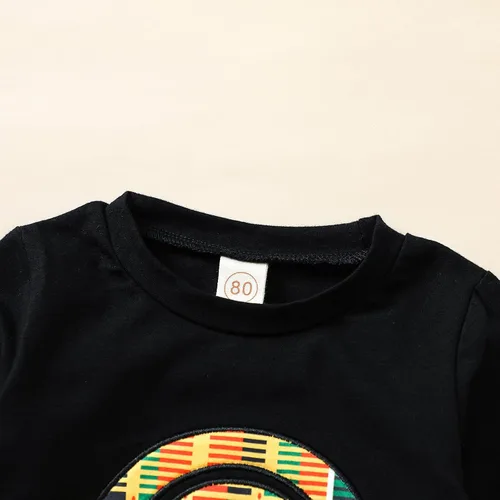 Vista 4 de Mubineo Conjunto de 2 piezas con estampado africano de Kente Dashiki para bebés, niñas y niños pequeños