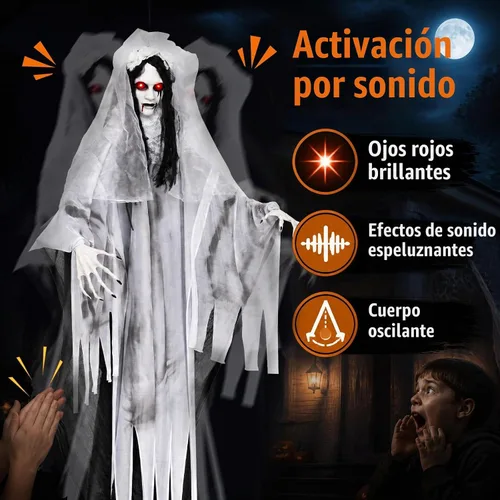 Vista 7 de Tangkula Decoración animada de Halloween de novia fantasma de 6 pies