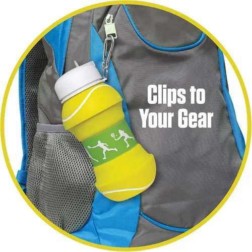 Vista 5 de Maccabi Art Clip-On - Botella de agua plegable de silicona sin BPA para niños, 18 onzas