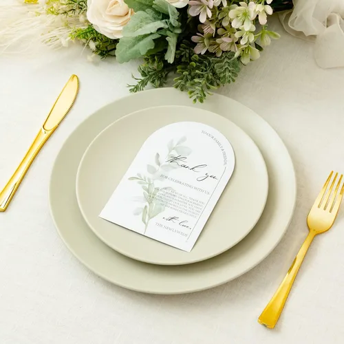 Vista 3 de Crisky Arch Design Greenery - Tarjetas de ajuste de lugar, 50 unidades, centros de mesa y decoraciones elegantes y elegantes de boda, 4 x 6 pulgadas