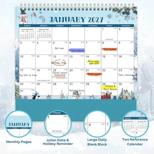 Vista 4 de Calendario de escritorio 2027 – Calendario de escritorio abatible de pie