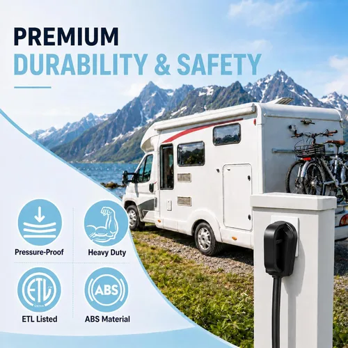 Vista 4 de Enchufe macho de repuesto para autocaravana 30A, TT-30P para cable Negro
