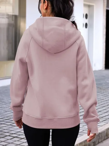 Vista 90 de Trendy Queen Sudaderas con capucha y cremallera para mujer, chaquetas de vellón, talla extragrande, moda de otoño e invierno