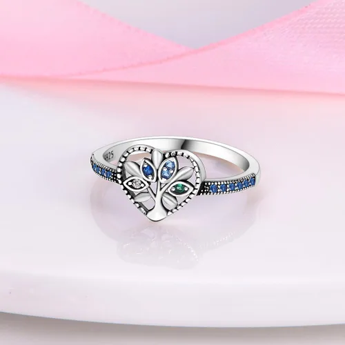 Vista 4 de TINSLO Anillo de plata de ley 925 con circonita de colores, anillos ajustables para mujeres, anillos sorpresa de aniversario para mujeres, anillos