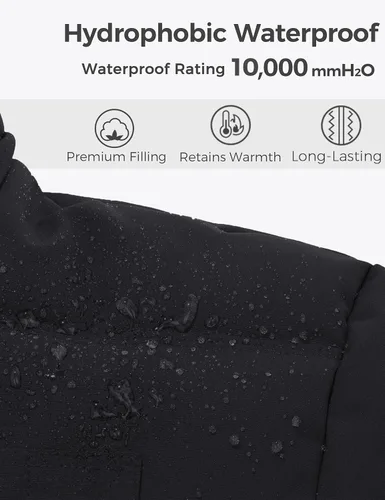 Vista 5 de Wantdo Abrigo de invierno cálido con capucha para mujer, chaqueta acolchada gruesa con capucha extraíble