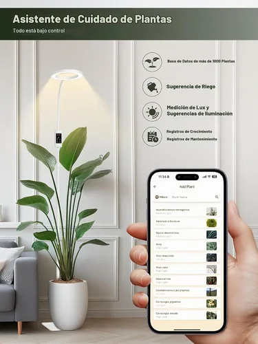Vista 9 de GLOWRIUM Luces de cultivo inteligentes para plantas de interior, luces de espectro completo de 24 W con aplicación Bluetooth, altura ajustable de 47