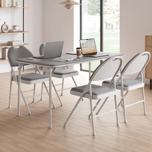 Vista 8 de GAOMON Paquete de 4 sillas plegables para tarjetas, cojín acolchado de poliuretano grueso, patas de metal y almohadillas antideslizantes, asiento