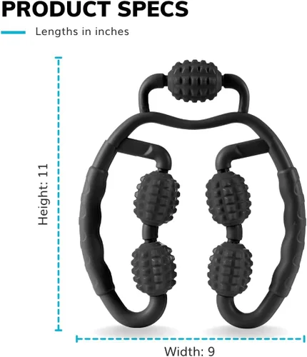 Vista 2 de BraceAbility Rodillo de masaje de mano – Fit Roller Pro Tool con ruedas de espuma de punto de activación para dolor muscular, fascia, celulitis