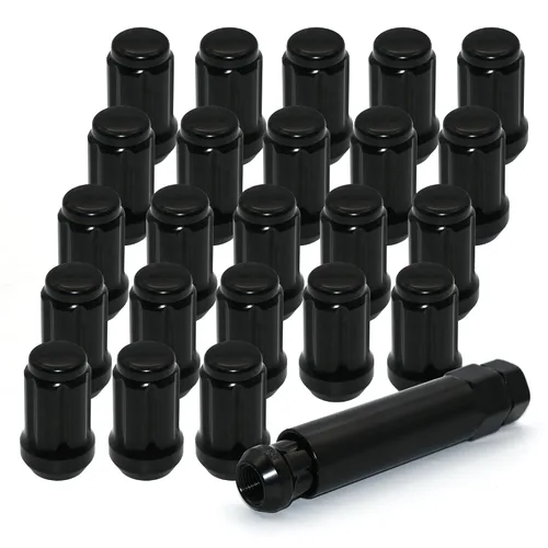Vista 10 de 20 PIEZAS M12x1.25 Tuercas de llanta negras, tuercas hexagonales de remolque de 1.35" de alto, asiento cónico de 60 grados con llave de casquillo