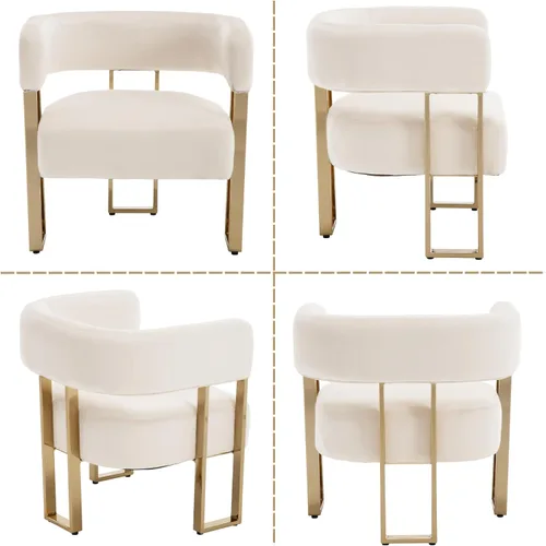 Vista 9 de Silla de acento barril para sala de estar con patas de metal dorado, silla lateral de terciopelo suave tapizada para dormitorio, sillón de lectura