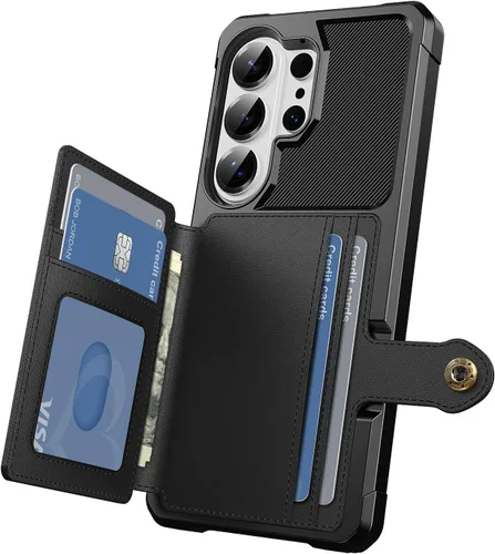 Vista 108 de Funda para Samsung Galaxy S21 Ultra con tarjetero, compatible con soporte magnético para automóvil, resistente a los golpes, resistente, suave, TPU