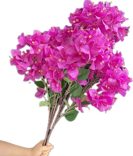 Vista 10 de 4 ramas de flores de buganvilla de seda artificiales montadas en el suelo, flor de buganvilla falsa 38.6 in/39 para centros de mesa de boda, flores