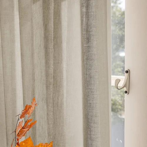 Vista 9 de Cortinas traslúcidas grises de 54 pulgadas de largo, juego de 2 paneles de lino plisado atemporal para privacidad, 2 paneles, 25 x 54 pulgadas, gris