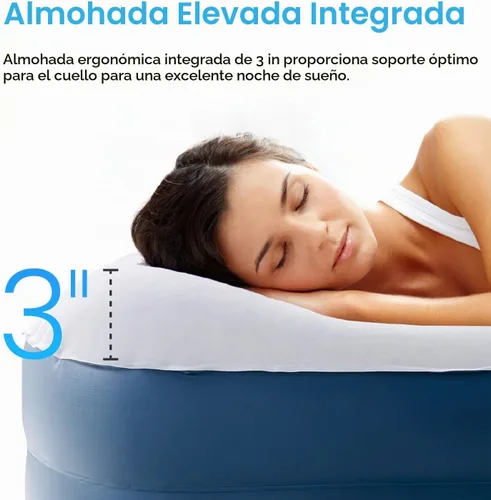 Vista 5 de Active Era Colchón de aire Queen prémium de 20 pulgadas con bomba integrada, almohada elevada, resistente a pinchazos, parte superior suave