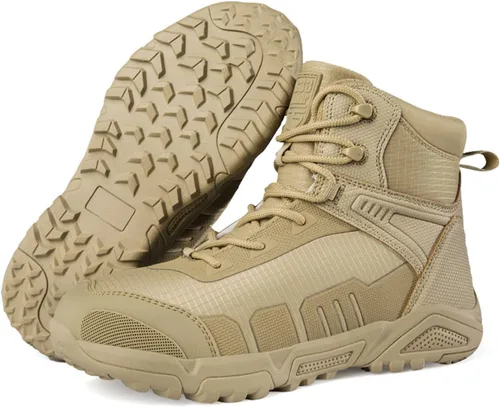 Vista 2 de Botas de senderismo ligeras para hombre, botas de caza, botas de trabajo, botas tácticas militares, botas de combate para motocicleta