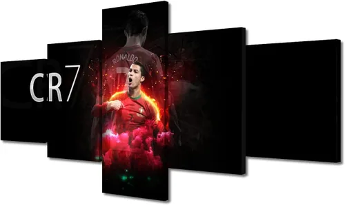 Vista 22 de TUMOVO Lienzo decorativo para pared, cuadro de Cristiano Ronaldo, cuadros de club de fútbol, impresiones en lienzo, póster de arte de pared, arte