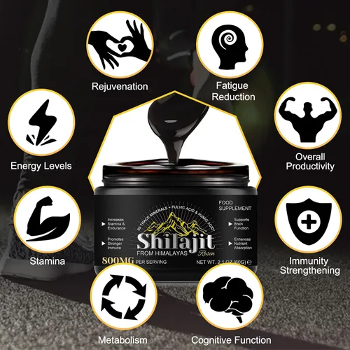 Vista 3 de Shilajit - Resina pura del Himalaya, Shilajit puro con más de 85 oligominerales y ácido fúlvico para energía e inmunidad de hombres y mujeres, 2.1