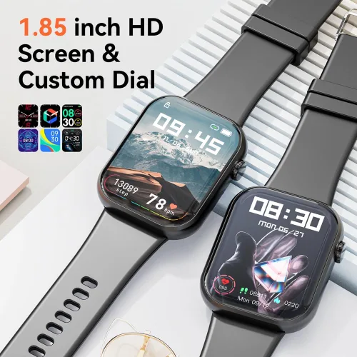 Vista 5 de Hwagol Reloj Inteligente (Contestar/Hacer Llamadas) Rastreador de Fitness de 1.85 Pulgadas, Esferas DIY/Podómetro/Calorías/Múltiples Modos Negro